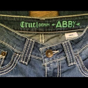 Cruel Jeans, bootcut size 26R but they fit larger closer to a 28R